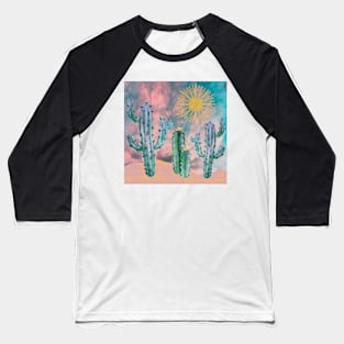 Abstract Cactus Scene - Pink Blue Baseball T-Shirt